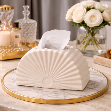 علبة محارم ديكور – تصميم صدفة أنيق ولمسة فخامة