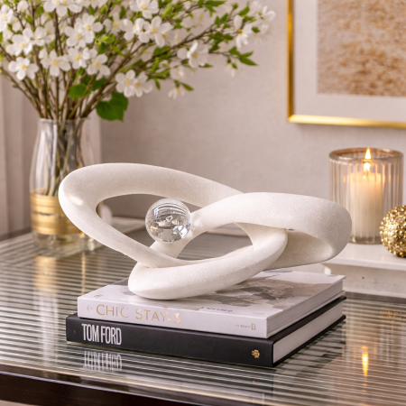 تحفة ديكور عصرية بشكل حلقي مع كرة زجاجية – لمسة فنية فخمة 1-13