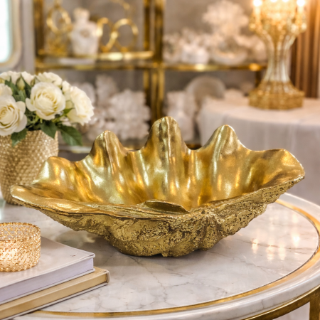 جاط ديكور ضيافة شكل محار ذهبي