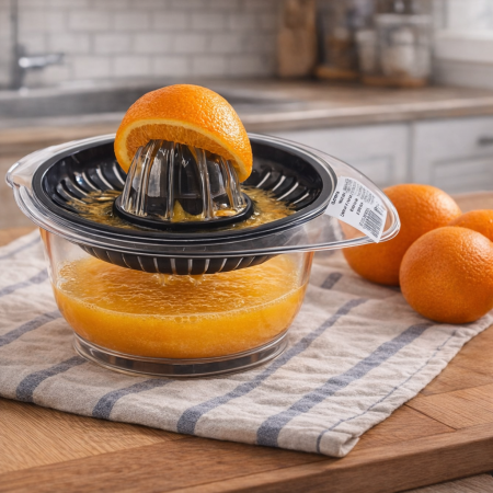 عصّارة ليمون/برتقال يدوية شفافة