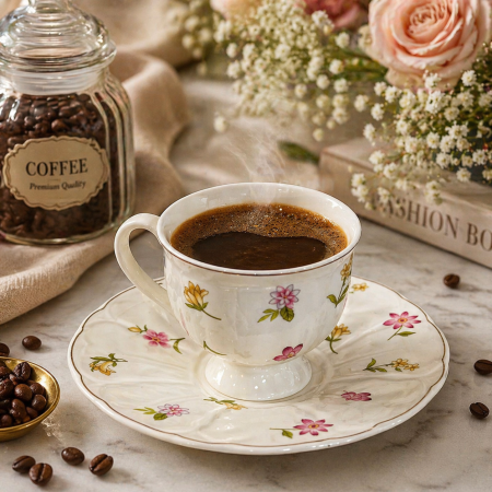 طقم فناجين قهوة فاخر مكوّن من 12 فنجان مع 12 صحن 6-12