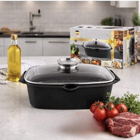 روستر كاست بغطاء زجاجي وقاعدة كبسولية 32 cm 145-1