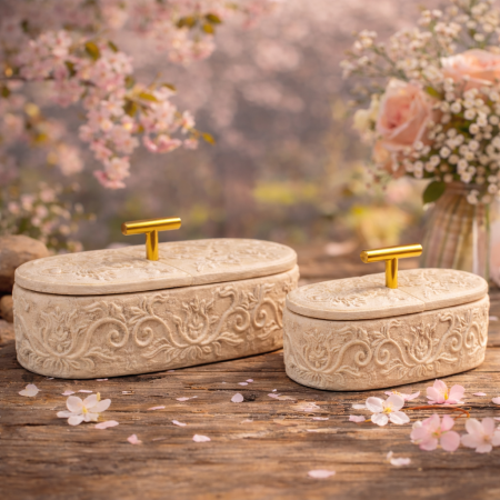 طقم مضايف تقديم ديكورية بتصميم فاخر وأنيق 30+33 سم HT6925