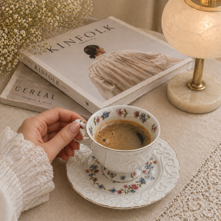 طقم فناجين قهوة فاخر – 6 فناجين مع صحون 6-19