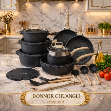 طقم طناجر جرانيت 22 قطعة Donnor Chuangli Granite Cookware