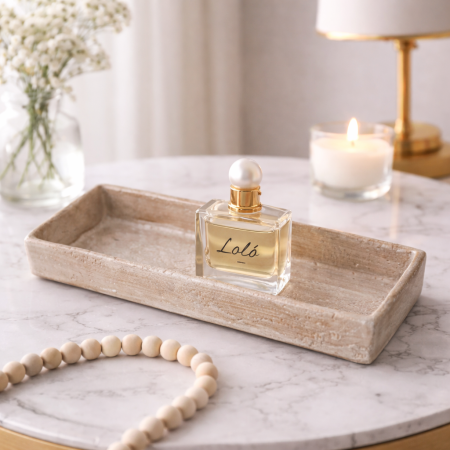 صينية ديكور مستطيل بحفة بيج