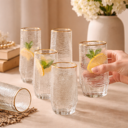 طقم كاسات مي الزجاجية الفاخرة – 12 قطعة