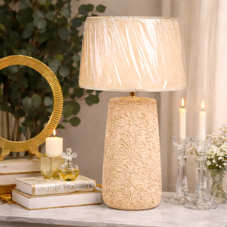 تيبل لامب أباجورة ديكور فاخرة باللون البيج بتصميم راقٍ يجمع بين الكلاسيكية واللمسة العصرية HT6926L+HT6926