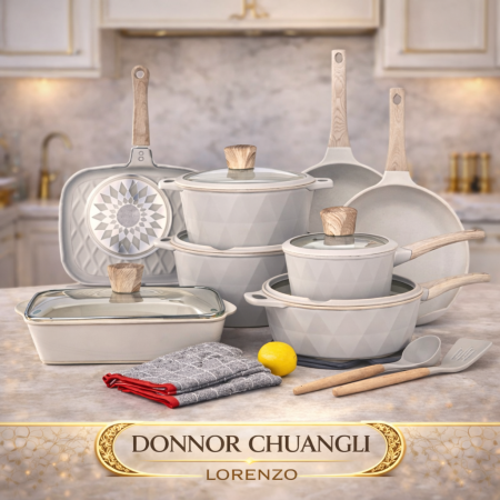 مجموعة طقم طناجر DN-DZS-21 من سلسلة الماس الكبيرة المكونة من 21 قطعة