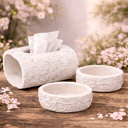 طقم ديكور أنيق مكوّن من علبة محارم مع مكتتين HT6936