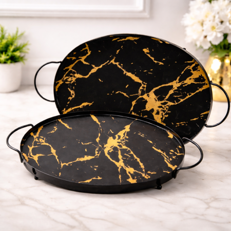 صينية ضيافة فاخرة – تصميم رخامي أنيق