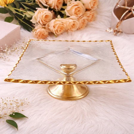 صحن ضيافة زجاج مربع قاعدة متحركة 18-1