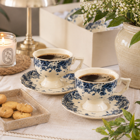 طقم فناجين قهوة 6 +6 فناجين بتصميم كلاسيكي فاخر 4-3