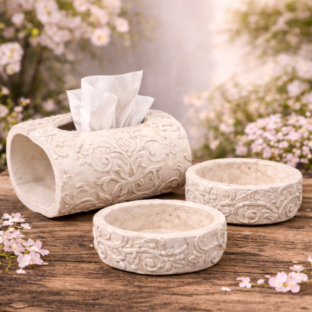 طقم ديكور أنيق مكوّن من علبة محارم مع مكتتين HT6936