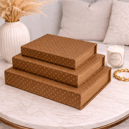 كتب ديكور فاخرة جلد بني