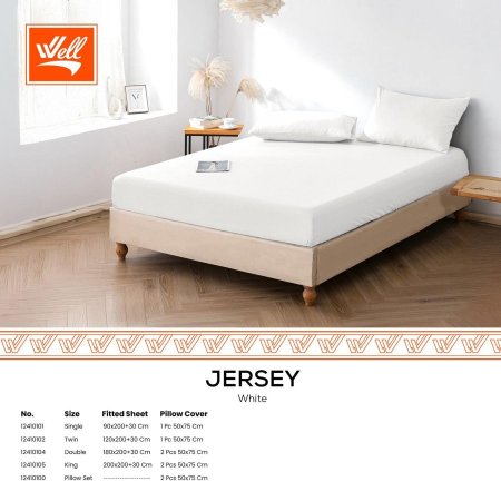 ملف فرشة جيرسي قطن مع وسادة JERSEY WHITE KING