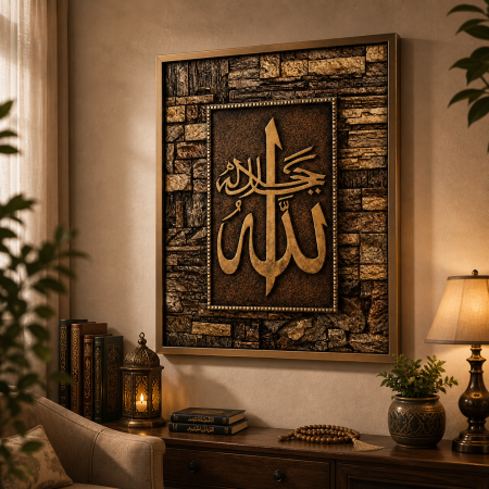 برواز إسلامي طولي فاخر – تحفة فنية باسم الله ﷻ و محمد ﷺ