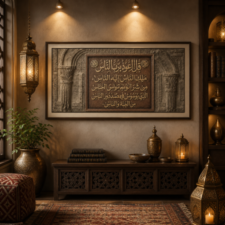 برواز لوحة جدارية سورة الناس بتصميم تراثي فاخر 19-16