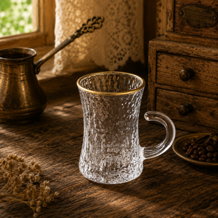 طقم كاسات شاي زجاج فاخر مكوّن من 12 كاسة