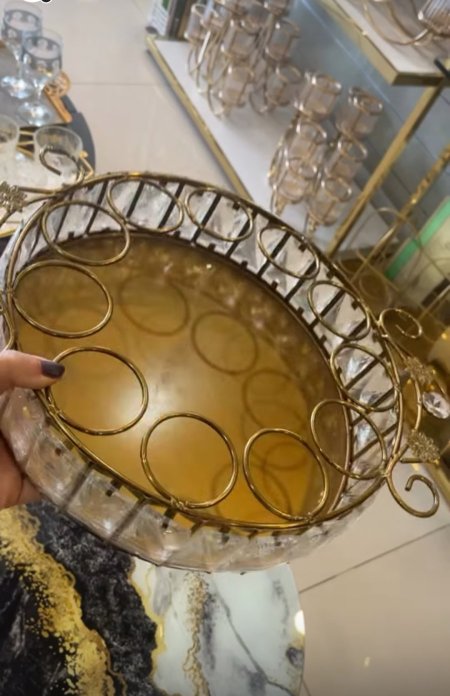 ستاند فناجين قهوة ساده اطار كريستال برونزي