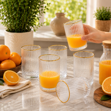 طقم 12 كاسة شرب فاخرة من GOLDEN LINE