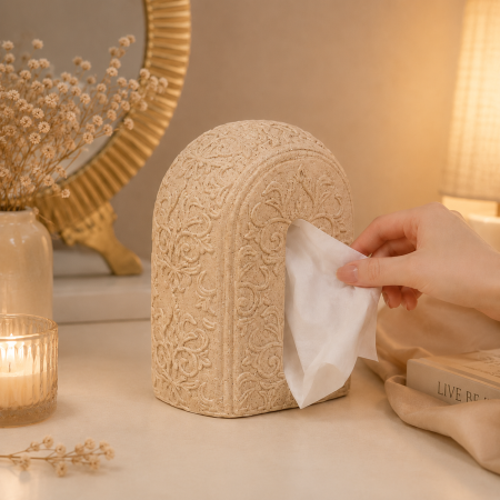 علبة محارم ديكور فاخرة – لون بيج HT6929