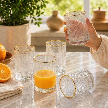 طقم 12 كاسة شرب فاخرة من GOLDEN LINE