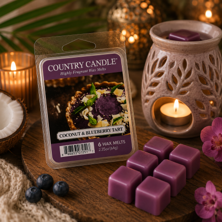 شمع معطر واكس ميلت Country Candle – Coconut & Blueberry Tart