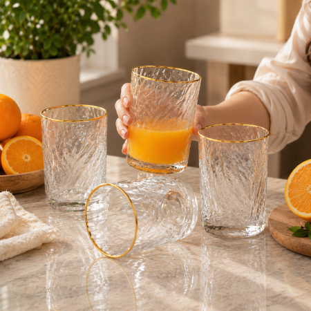 طقم 12 كاسة عصير فاخرة من GOLDEN LINE