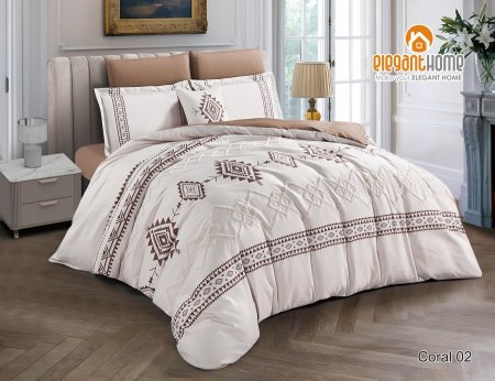 طقم لحاف تطريز مجوز كينج سايز 7 قطع CORAL
