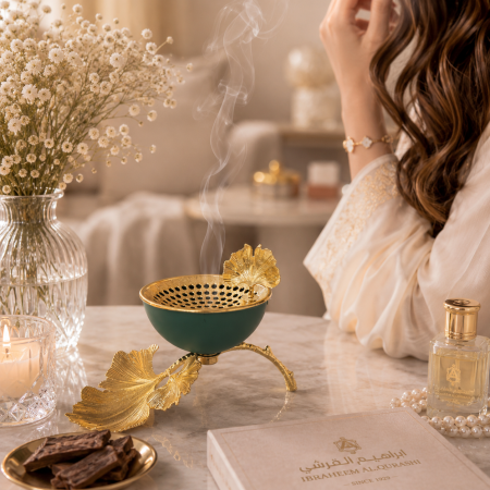 مبخرة بتصميم أوراق ذهبية فاخرة
