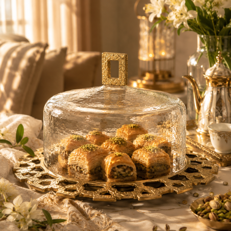 مضيفة نحاس مع غطاء زجاج ثقيل – H2-TH-8166