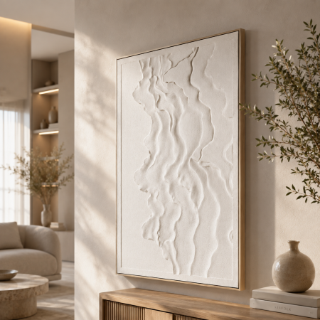 برواز لوحة جدارية 3D بتصميم تجريدي – أبيض 14-2