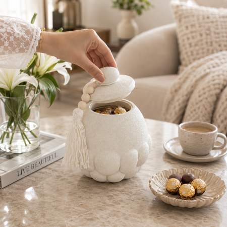مضيفة بونبنيرة فخار بغطاء – تصميم مميز 25675