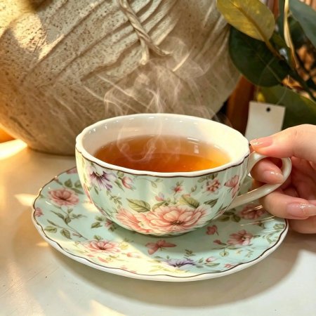 طقم فناجين شاي فاخر 6 + 6 روز جاردن – Rose Garden ( فنجان الاميرات )  - كود 2-4
