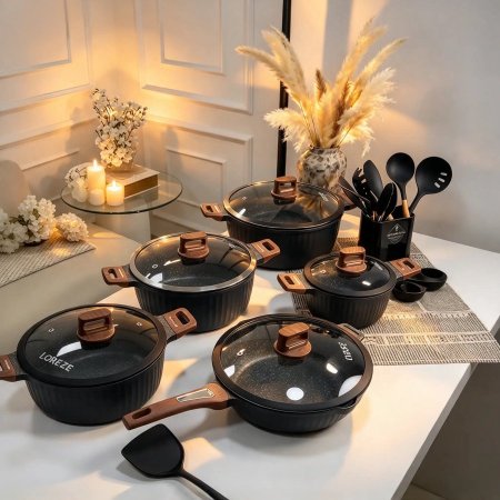 طقم طناجر جرانيت – 12 قطعة Granite Cookware Set