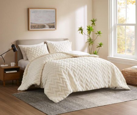 طقم لحاف غطاء سرير كينج سايز 6 قطع نيتا آيفوري