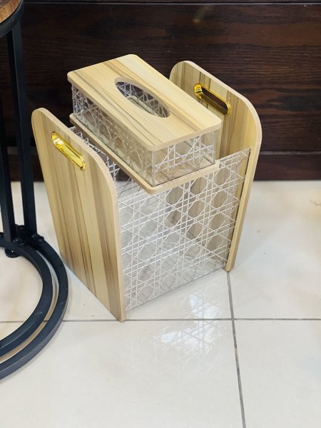 طقم سلة مع علبه محارم اكرلك