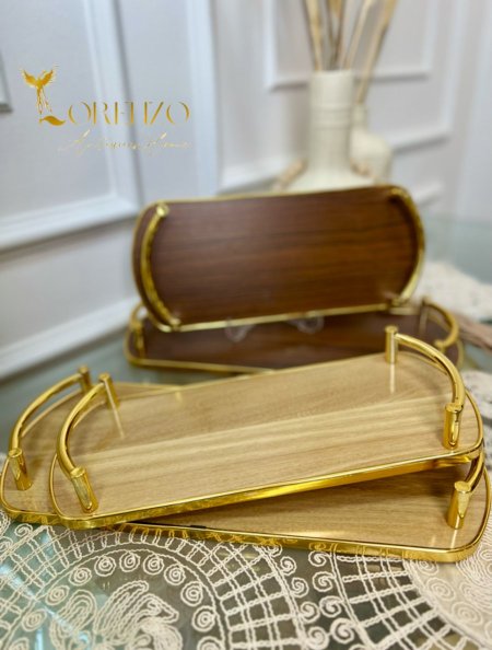 صواني خشب مستطيل قطعتين