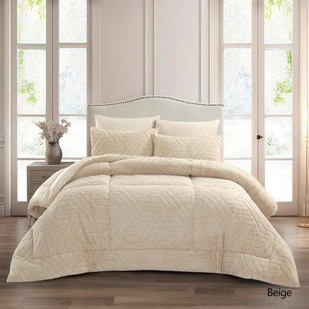 طقم لحاف غطاء سرير كينج سايز 6 قطع شيفرون بيج