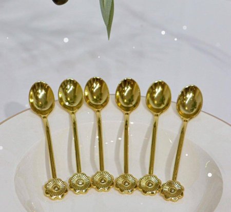 طقم ٦ معالق قرفة ذهبي