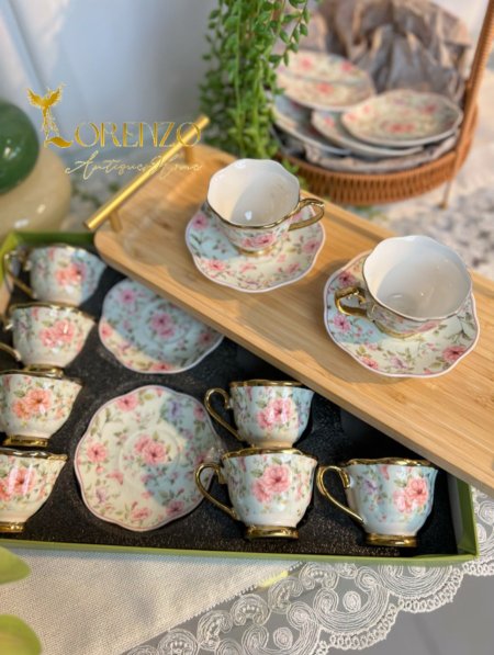 فناجين قهوة 12 ( مورد اخضر )