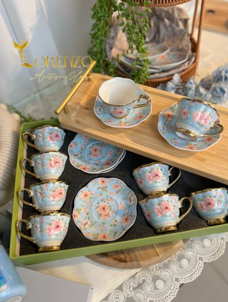 فناجين قهوة 12 (مورد ازرق)