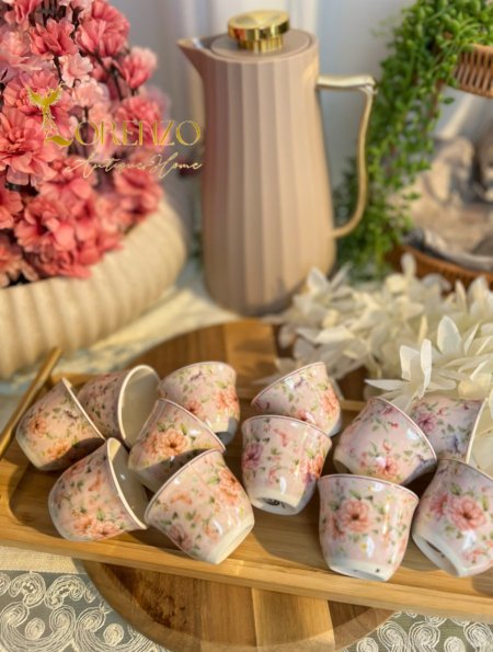 فناجين قهوة سادة 12 ( مورد زهري )