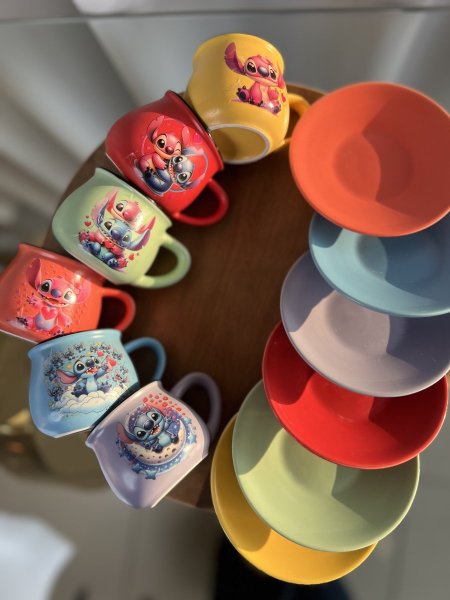 طقم فناجين قهوة ملون ستيتش Stitch
