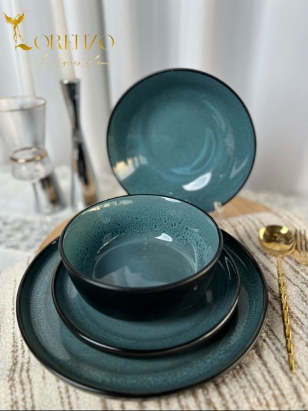 صحون سفرة لون اخضر ملكي | 24 قطعة