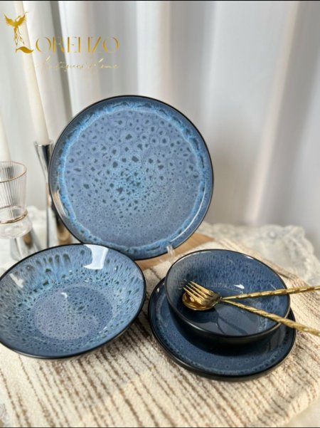 صحون سفرة البحر لون ازرق | 24 قطعة