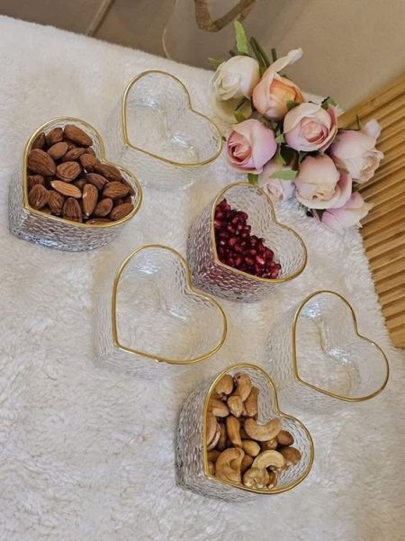 طقم صحون مكسرات ضيافة شكل قلب